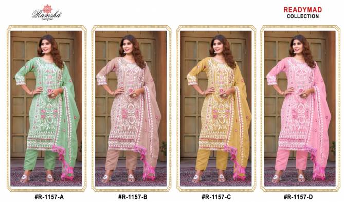 R 1157 Ramsha Embroidery Organza Pakistani Suits Wholesale Price In Surat